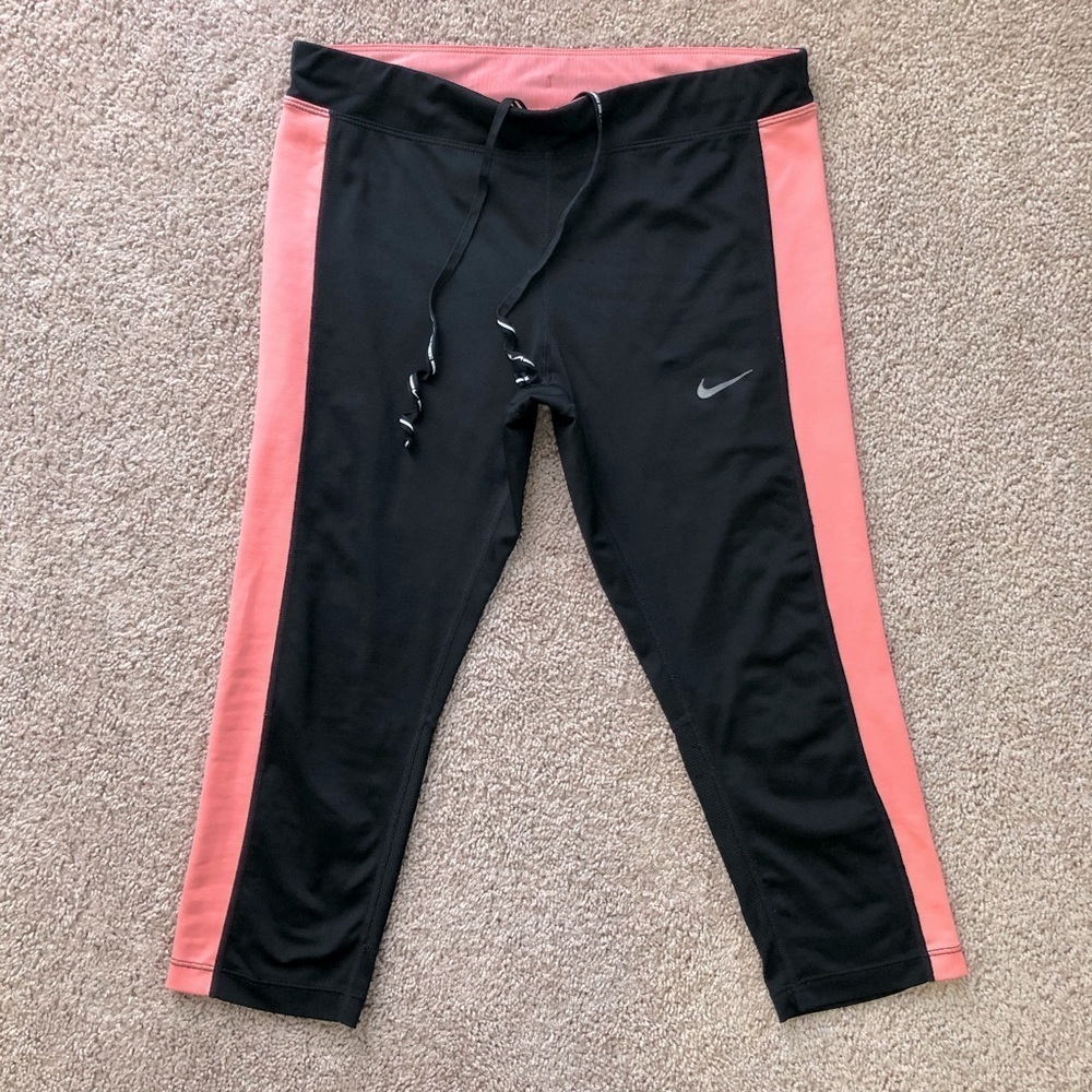 Cropped Nike Dri-Fit Leggings Drawstring Black & pink